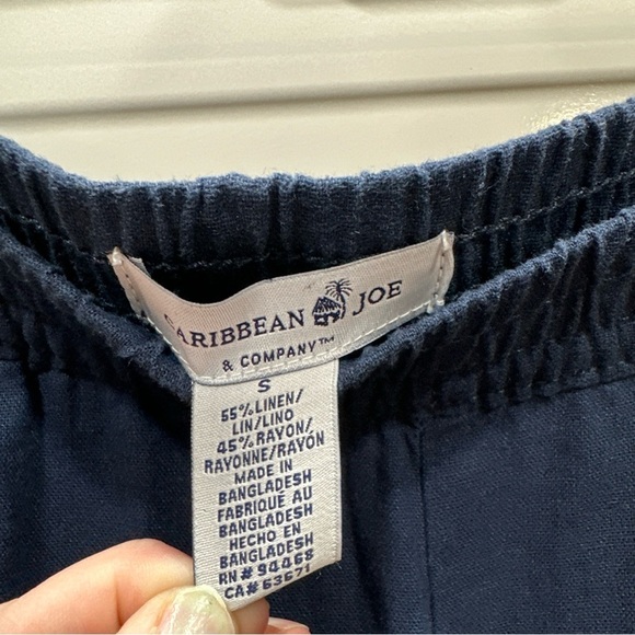 Caribbean Joe & Company Beach Pants Wide Leg Loose Fit Navy Blue Sz S capri crop - Picture 4 of 6
